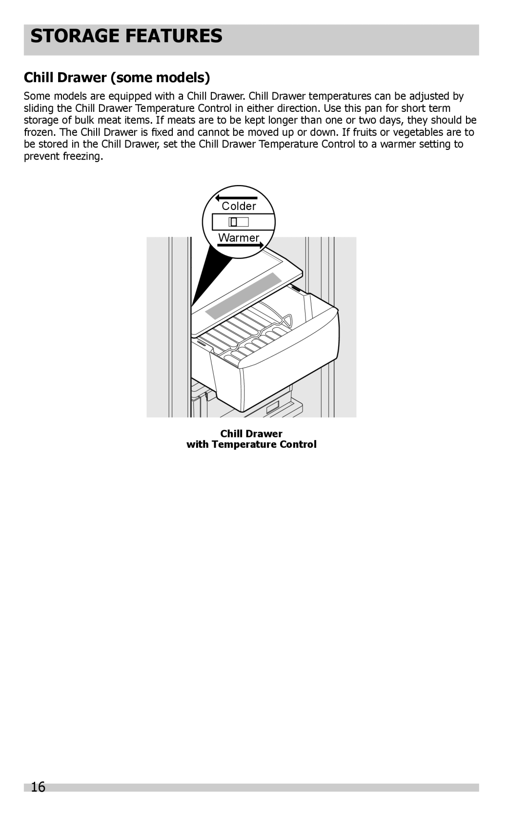 Frigidaire 242288200, FGHC2331PF6, FGHS2655PF, FGHC2331PF0, FGHS2631PF2, FGHS2631PE, FGHS2355PF Chill Drawer some models 