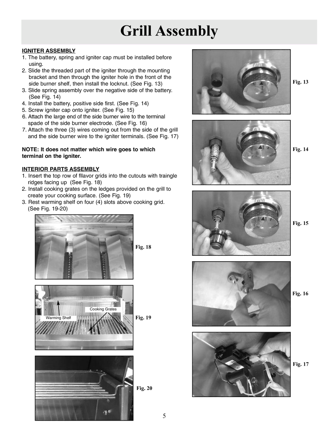 Frigidaire 27 manual Igniter Assembly, Interior Parts Assembly 