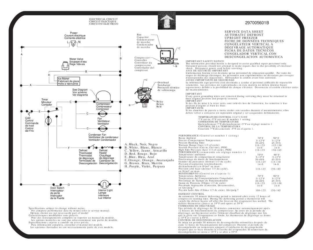 Frigidaire 297005601B specifications De porte Interruptor de la Puerta Intérieure Luz Interior 