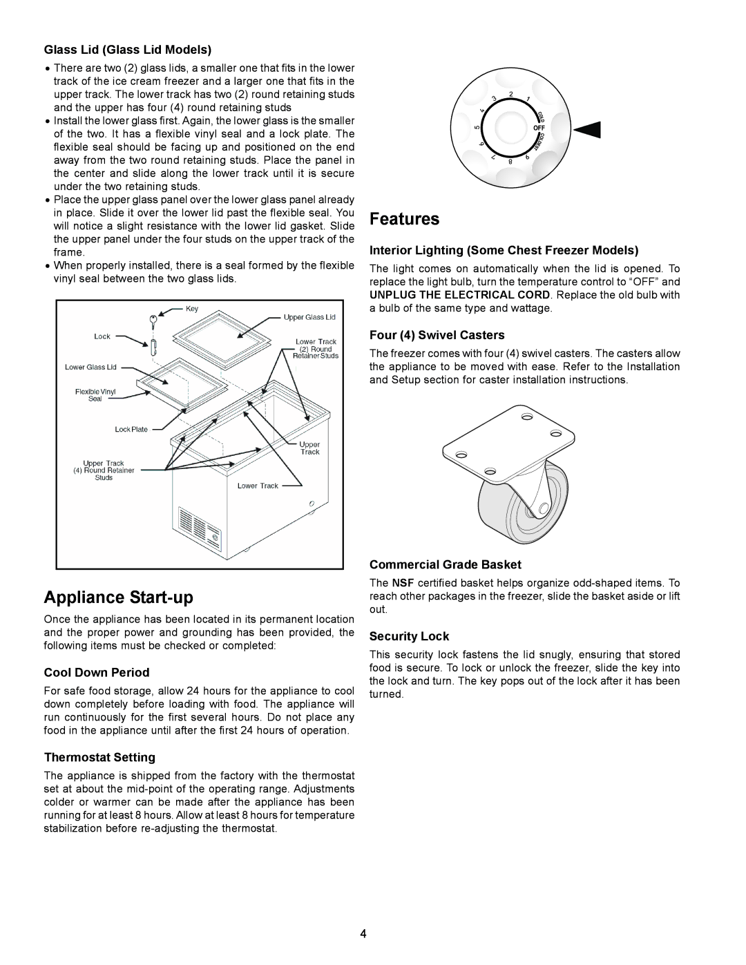 Frigidaire FCCS151FW, 297068500, FCCS071FW important safety instructions Appliance Start-up, Features 