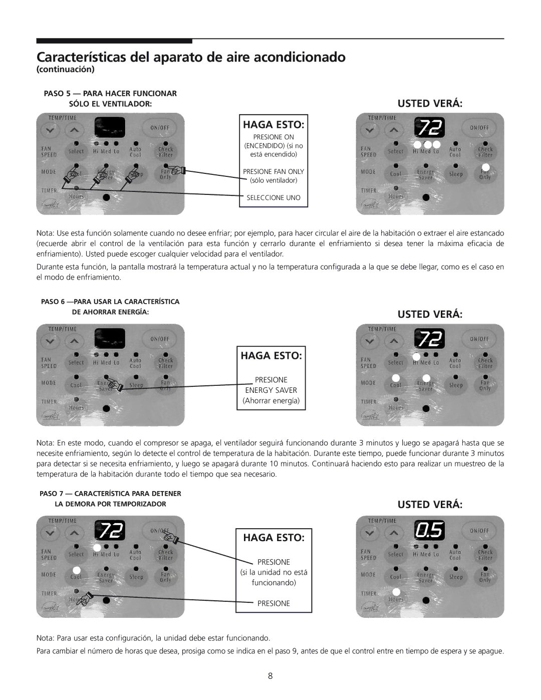 Frigidaire 309000848 manual Presione 