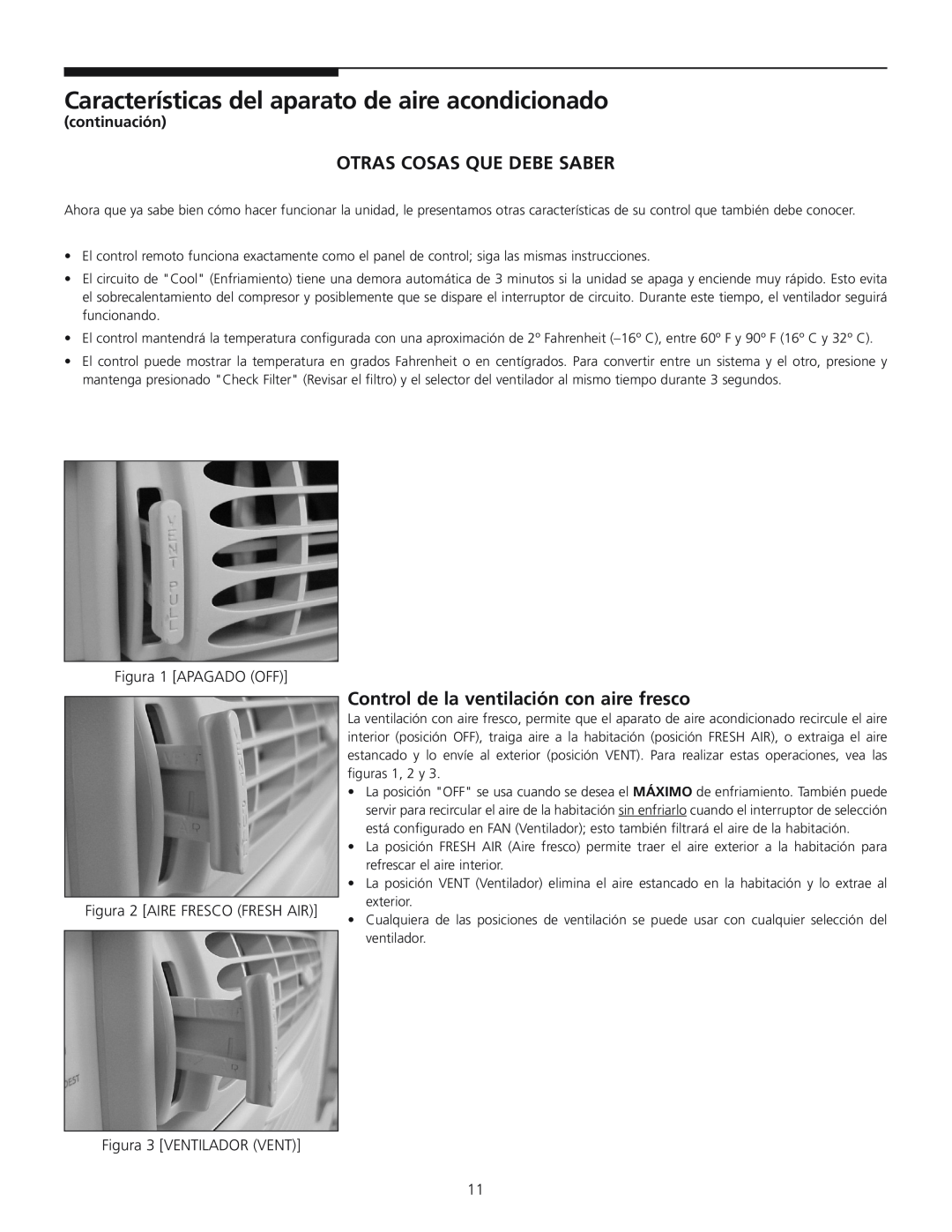 Frigidaire 309000848 manual Otras Cosas Que Debe Saber, Control de la ventilación con aire fresco, continuación 