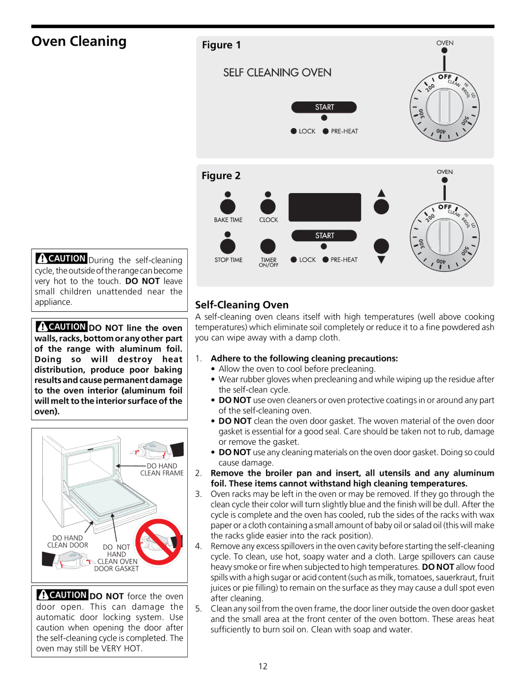 Frigidaire 316000635 manual Oven Cleaning, Self-Cleaning Oven, Adhere to the following cleaning precautions 