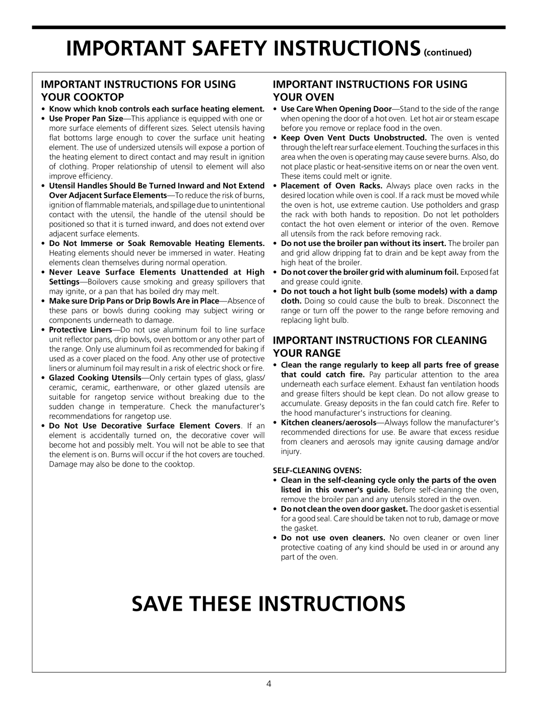 Frigidaire 316000635 manual Important Safety Instructions 