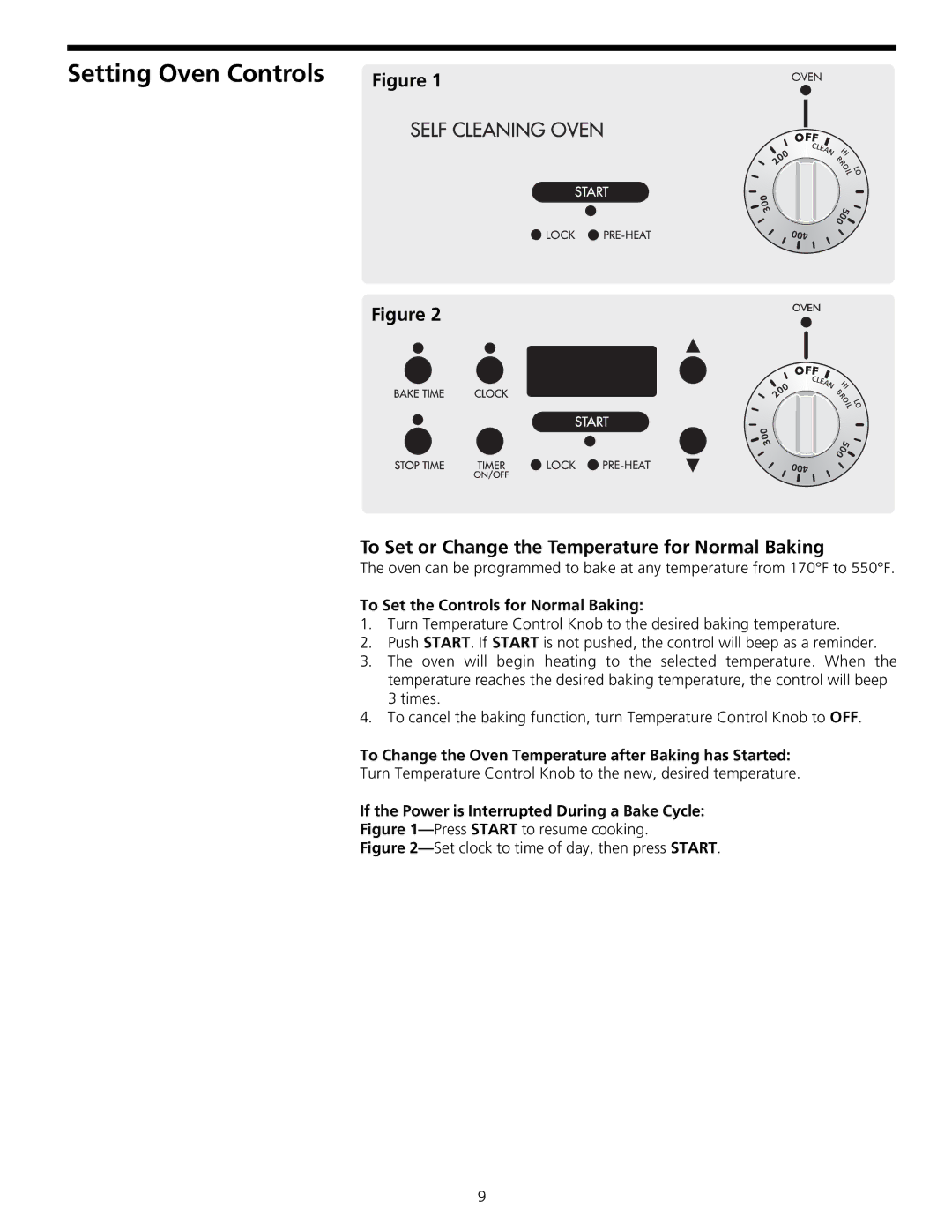 Frigidaire 316000635 manual Setting Oven Controls, To Set or Change the Temperature for Normal Baking 