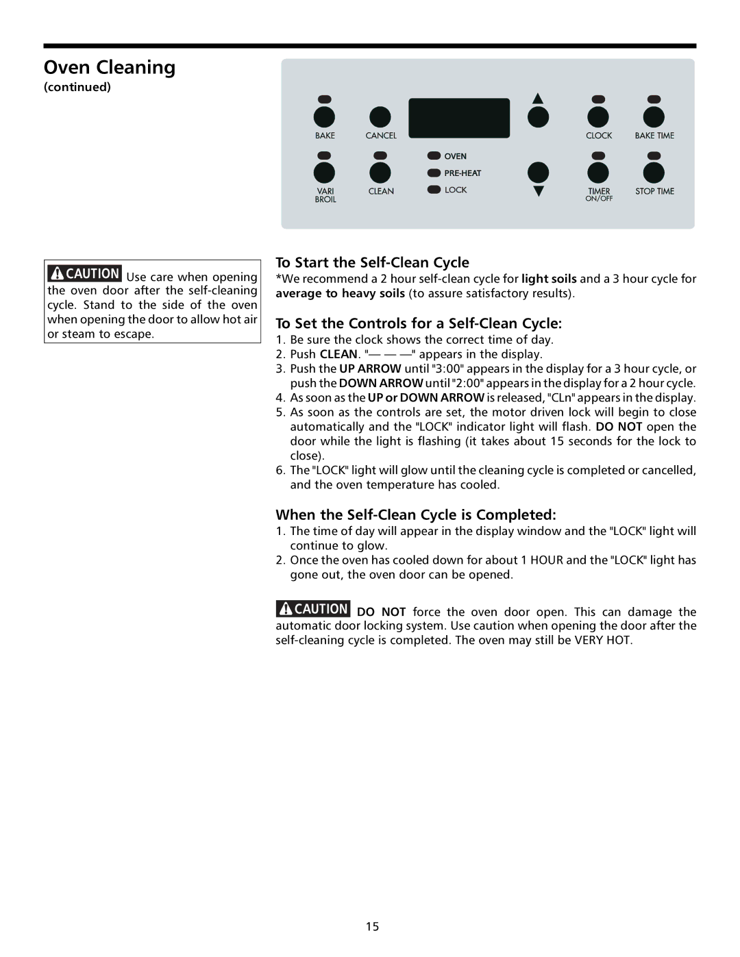 Frigidaire 316000641 manual To Start the Self-Clean Cycle, To Set the Controls for a Self-Clean Cycle 