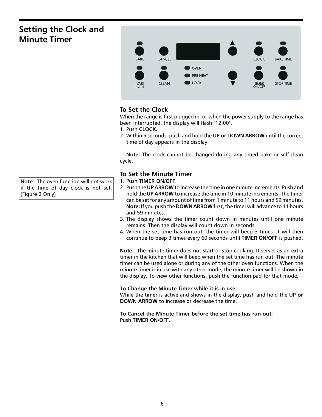 Frigidaire 316000641 manual Setting the Clock and Minute Timer, To Set the Clock, To Set the Minute Timer 