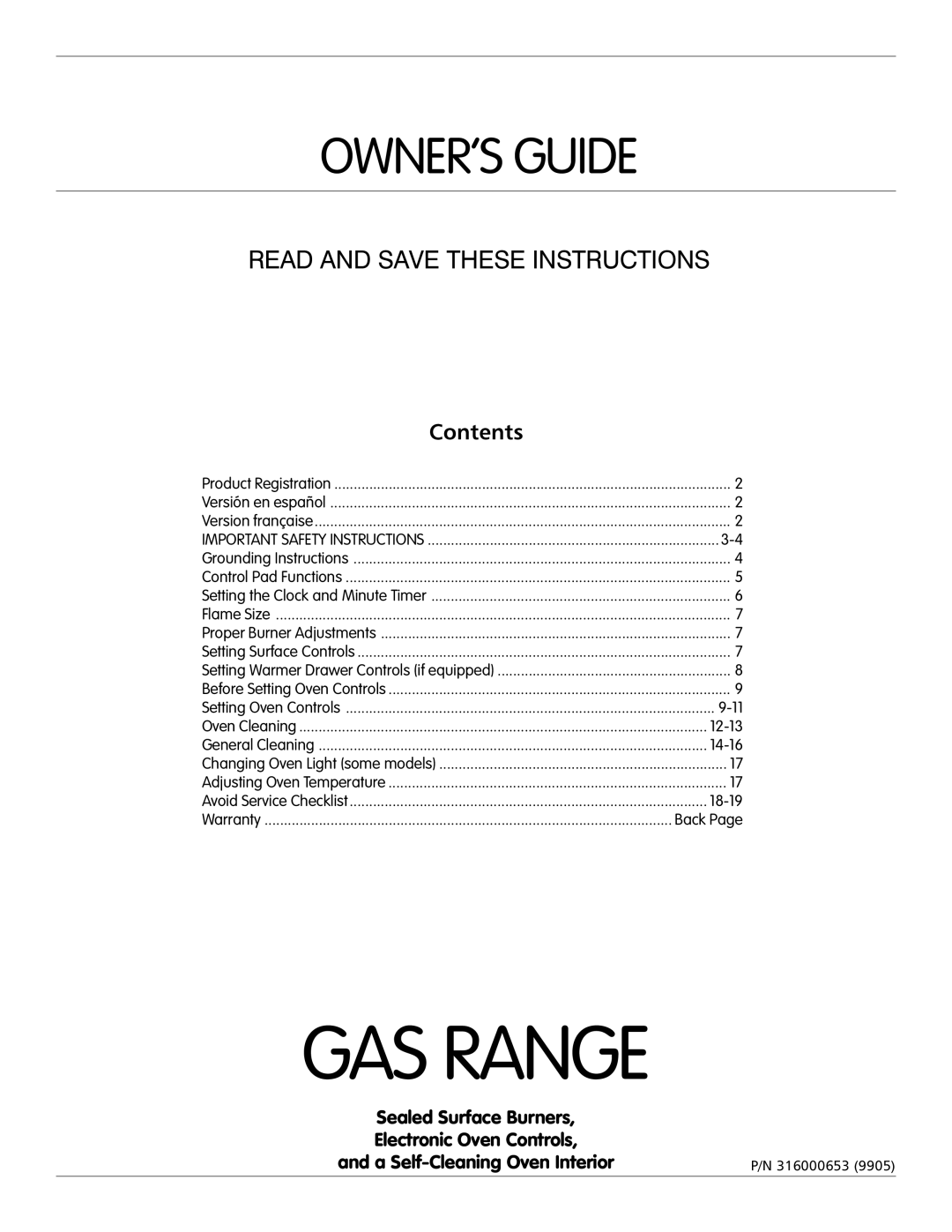 Frigidaire 316000653 important safety instructions GAS Range 