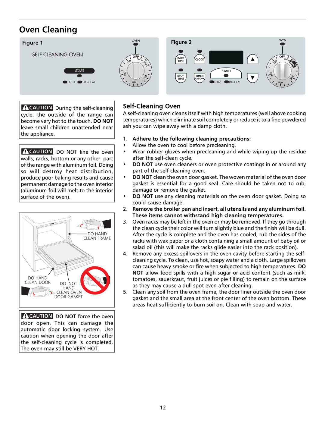 Frigidaire 316000653 Oven Cleaning, Self-Cleaning Oven, Adhere to the following cleaning precautions 