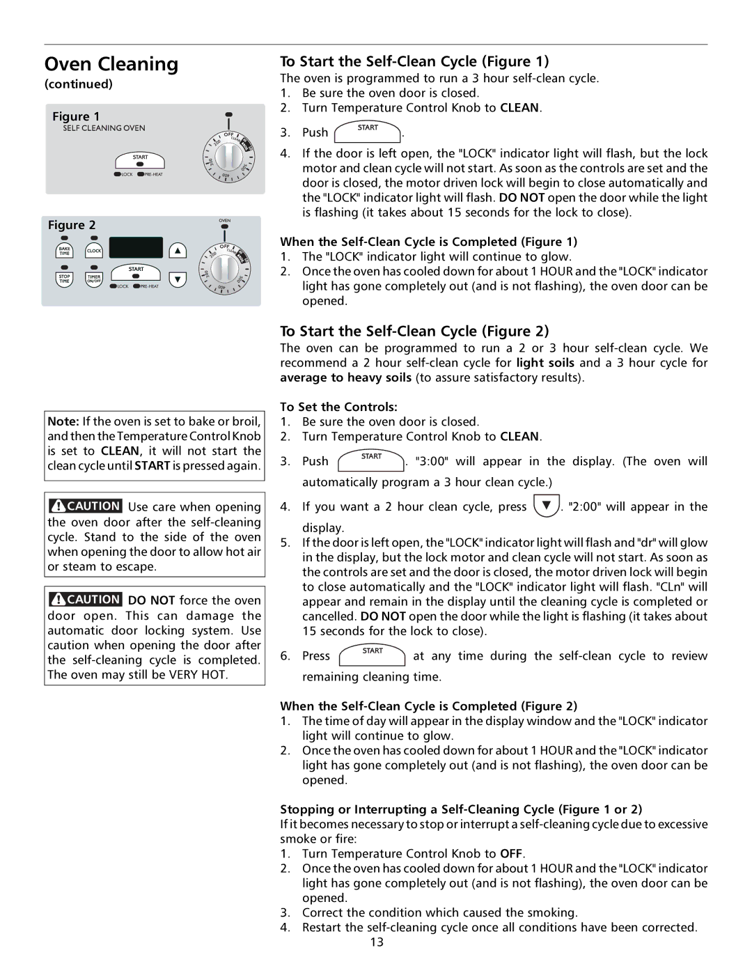 Frigidaire 316000653 To Start the Self-Clean Cycle Figure, When the Self-Clean Cycle is Completed Figure 