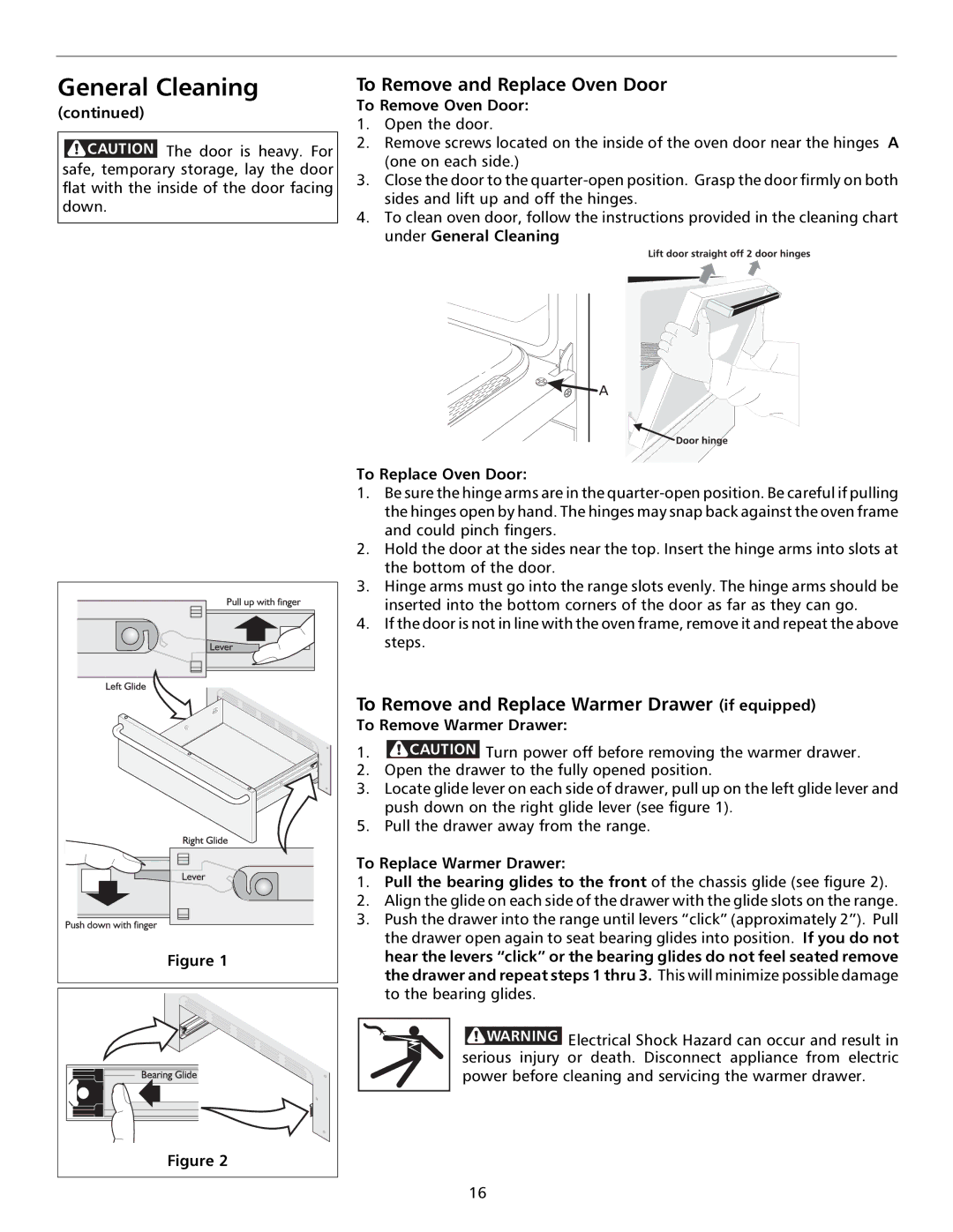 Frigidaire 316000653 To Remove and Replace Oven Door, To Remove and Replace Warmer Drawer if equipped 