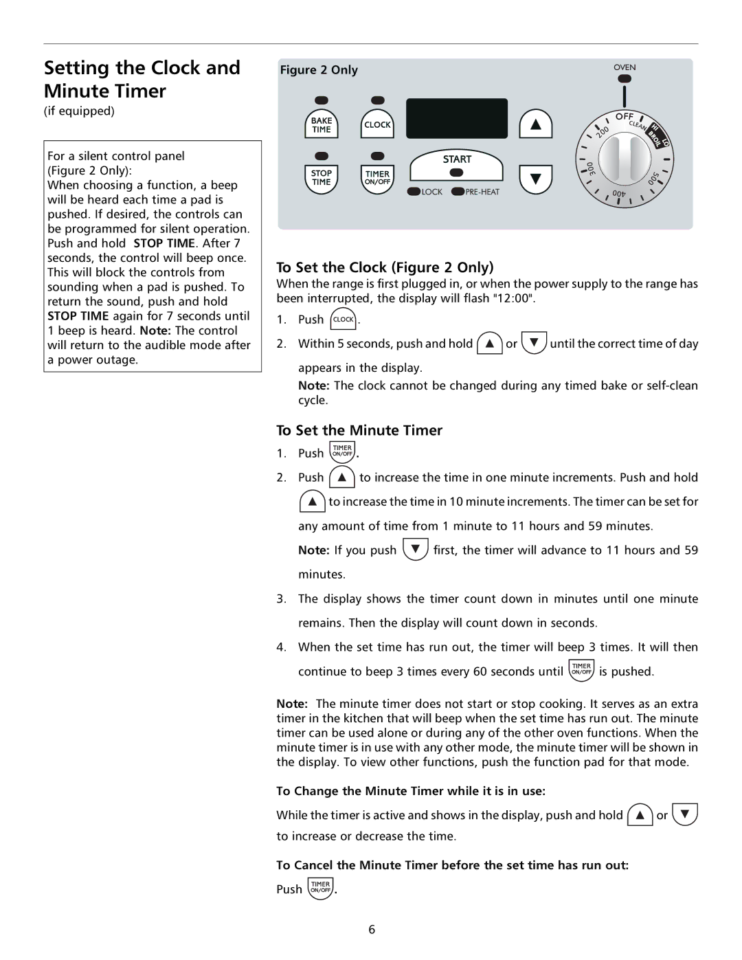 Frigidaire 316000653 Setting the Clock and Minute Timer, To Set the Clock Only, To Set the Minute Timer 