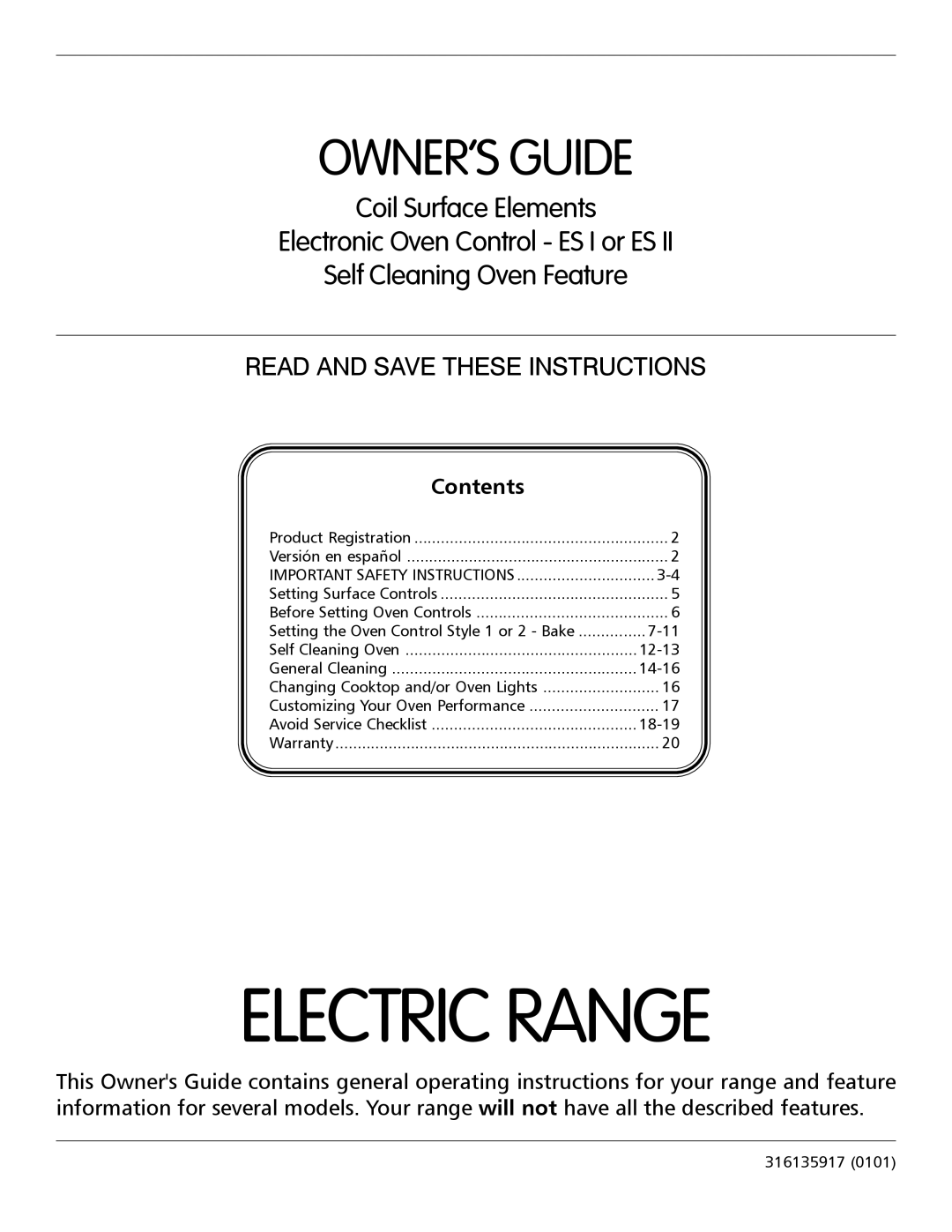 Frigidaire 316135917 important safety instructions Electric Range 