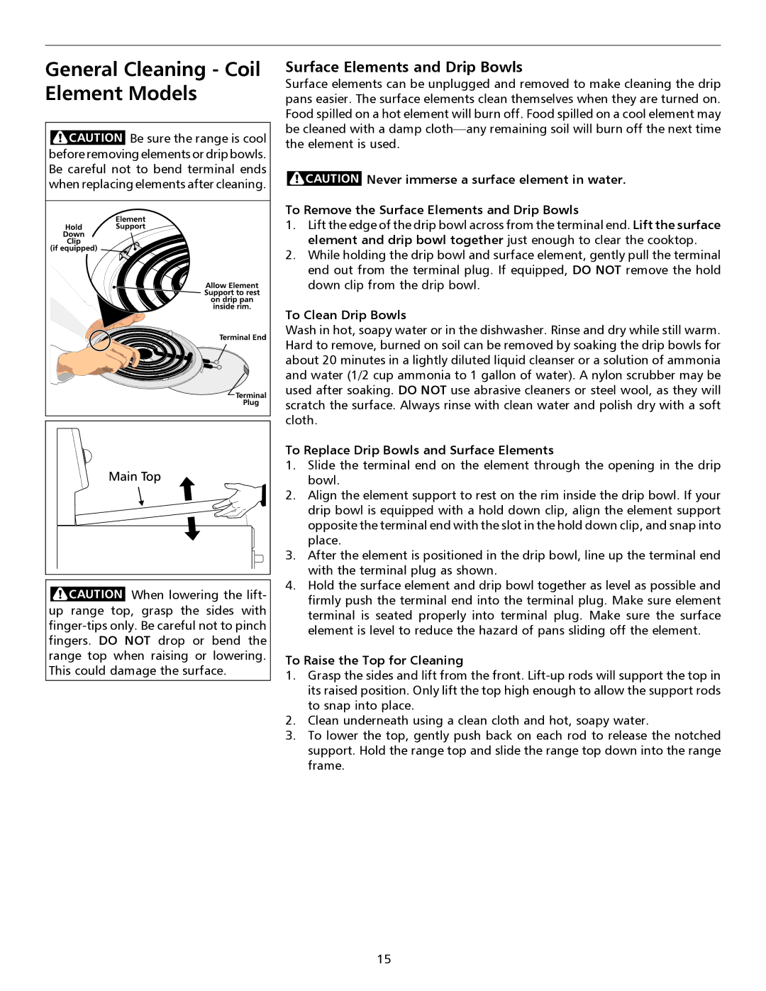 Frigidaire 316135917 General Cleaning Coil Element Models, Surface Elements and Drip Bowls, To Clean Drip Bowls 