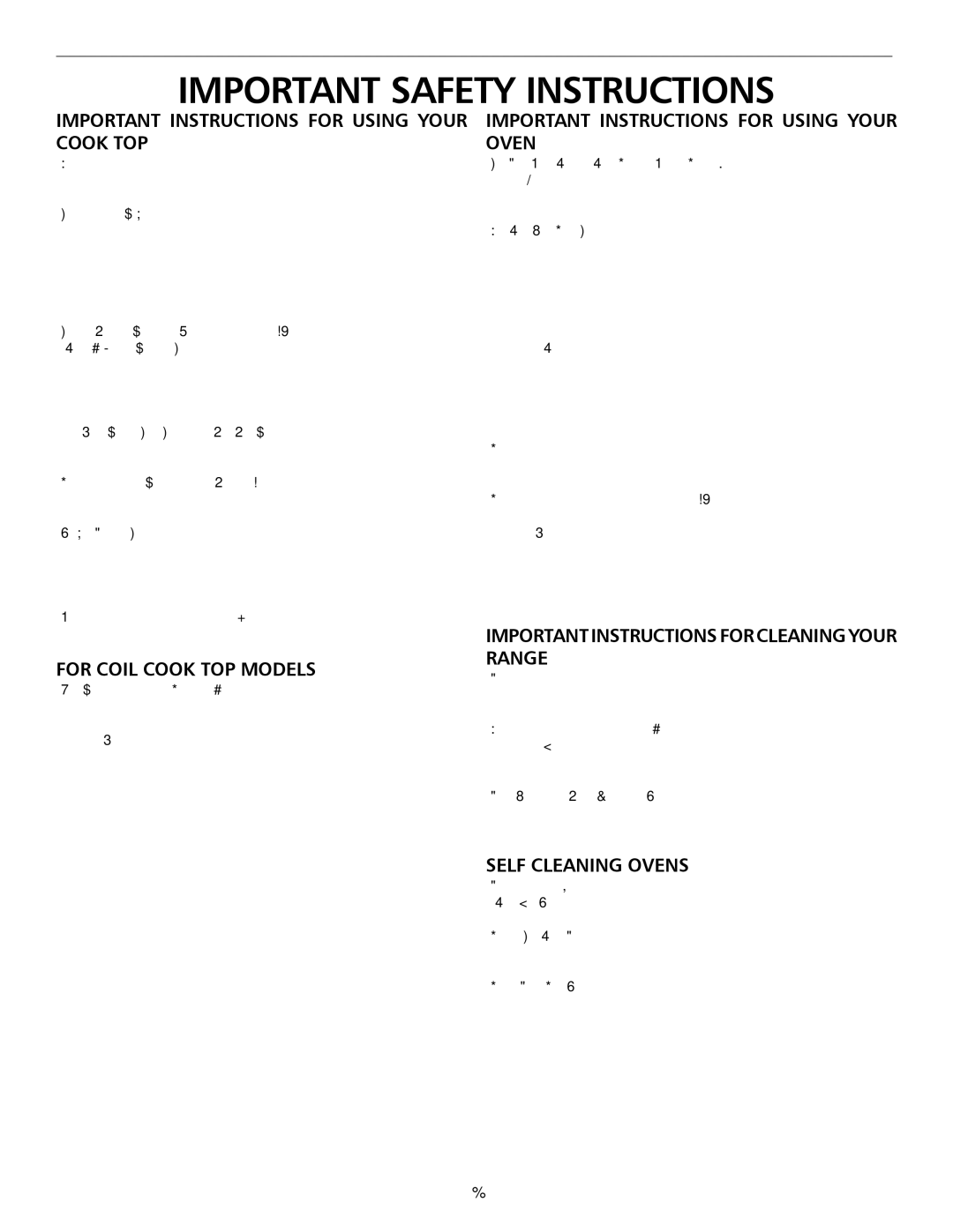 Frigidaire 316135917 important safety instructions Important Instructions for Using Your Cook TOP 