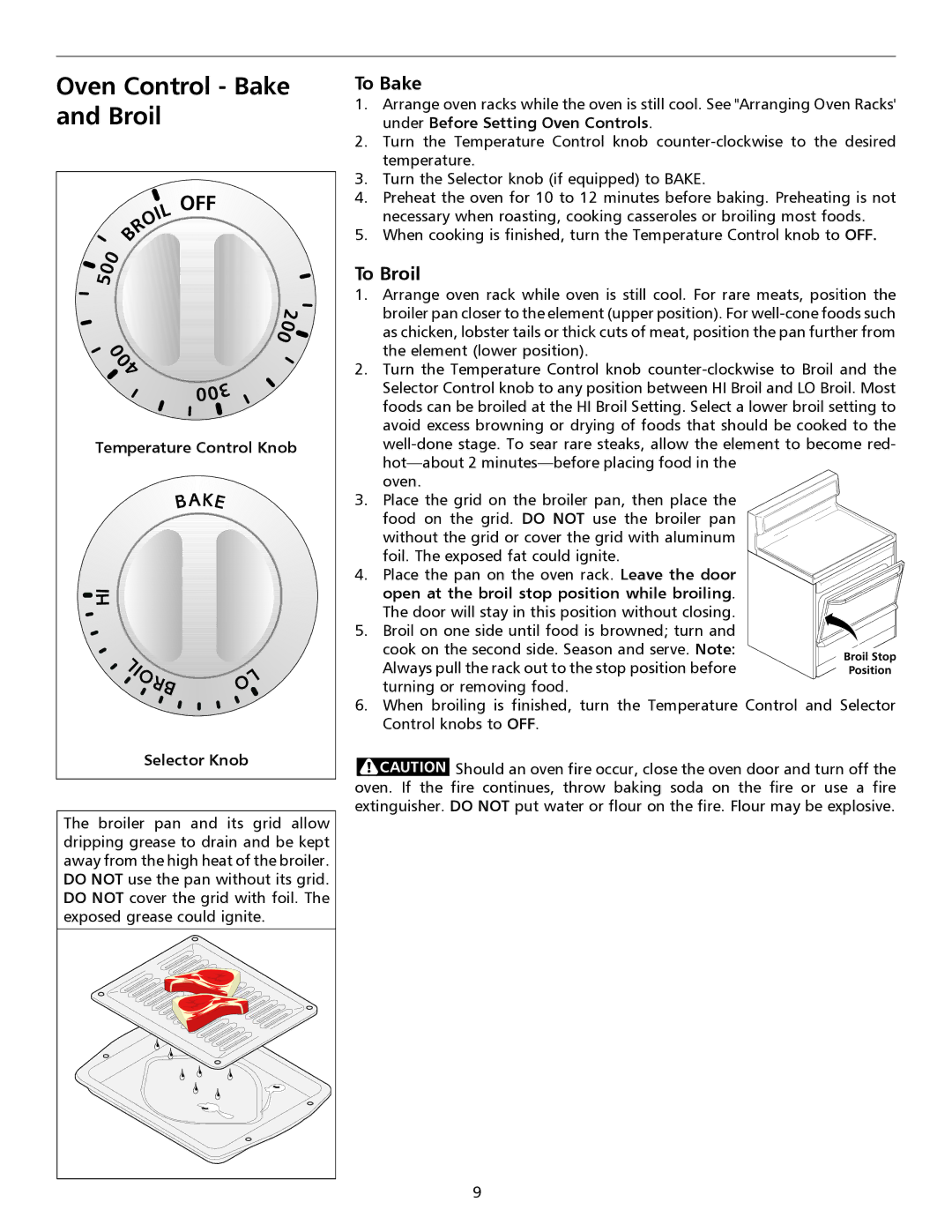 Frigidaire 316135921 Oven Control Bake and Broil, To Bake, To Broil, Temperature Control Knob, Selector Knob 