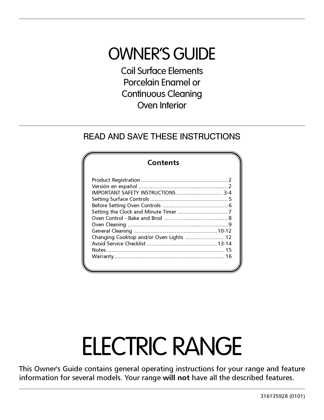 Frigidaire 316135928 important safety instructions Electric Range 