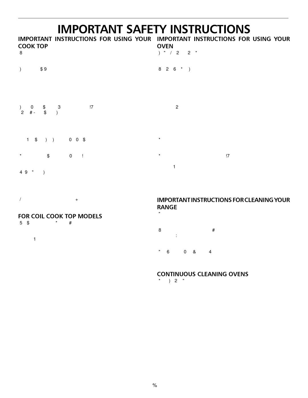 Frigidaire 316135928 important safety instructions Important Instructions for Using Your Cook TOP 