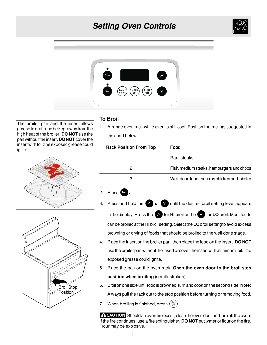 Frigidaire 316257114 manual To Broil, Rack Position From Top Food 