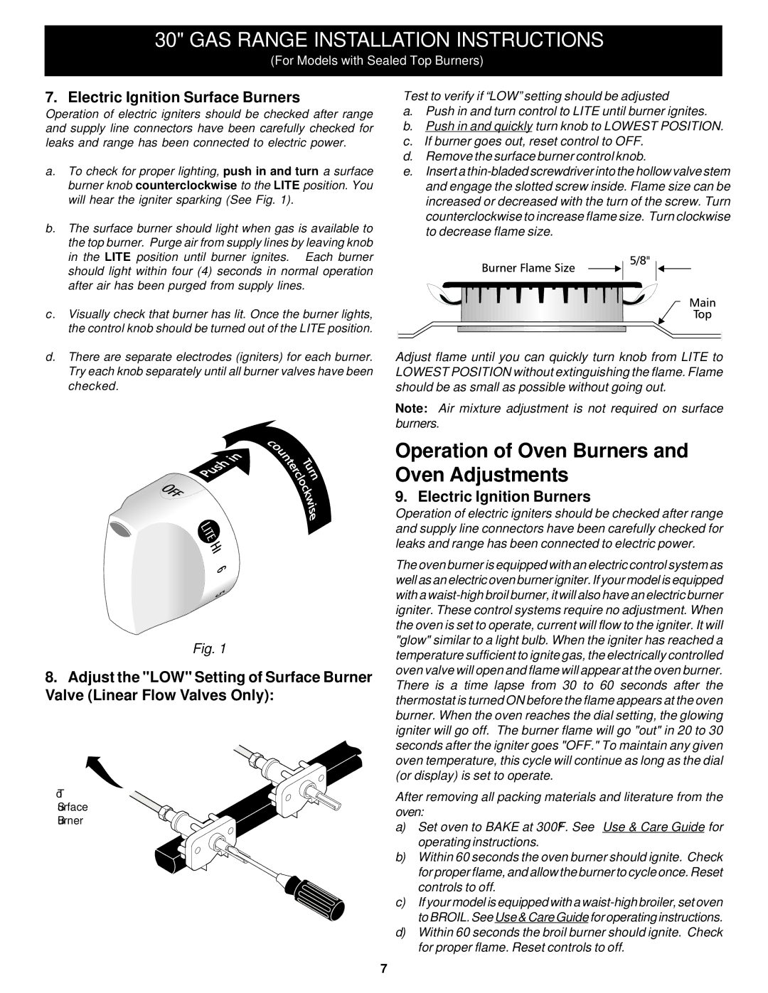 Frigidaire 316259343 dimensions Electric Ignition Surface Burners, Electric Ignition Burners 