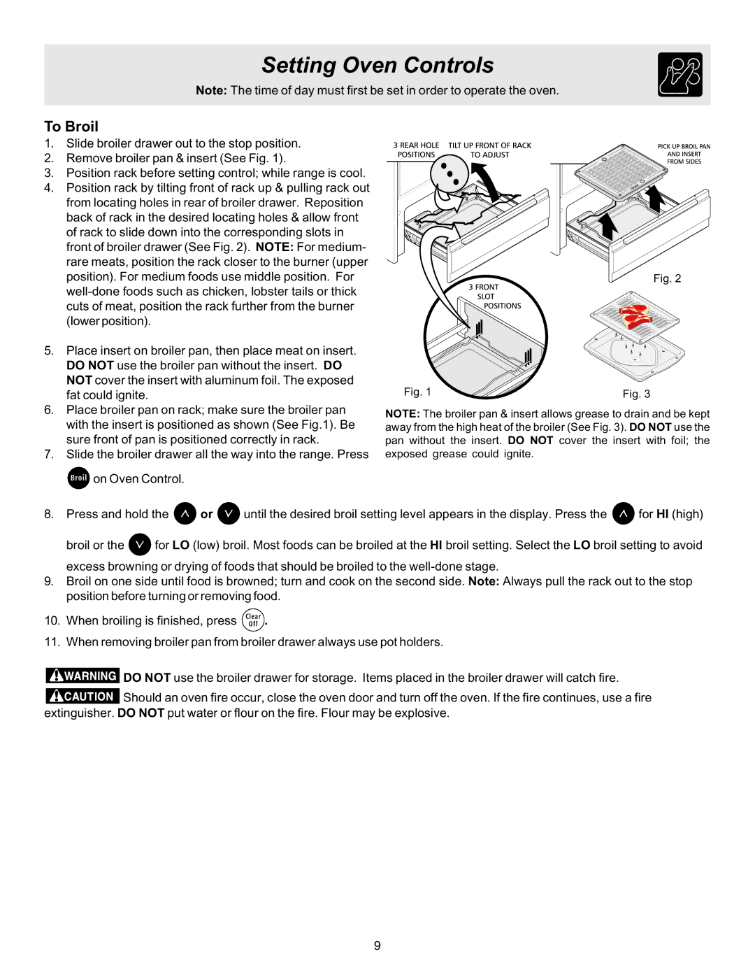 Frigidaire 316417134 important safety instructions To Broil 