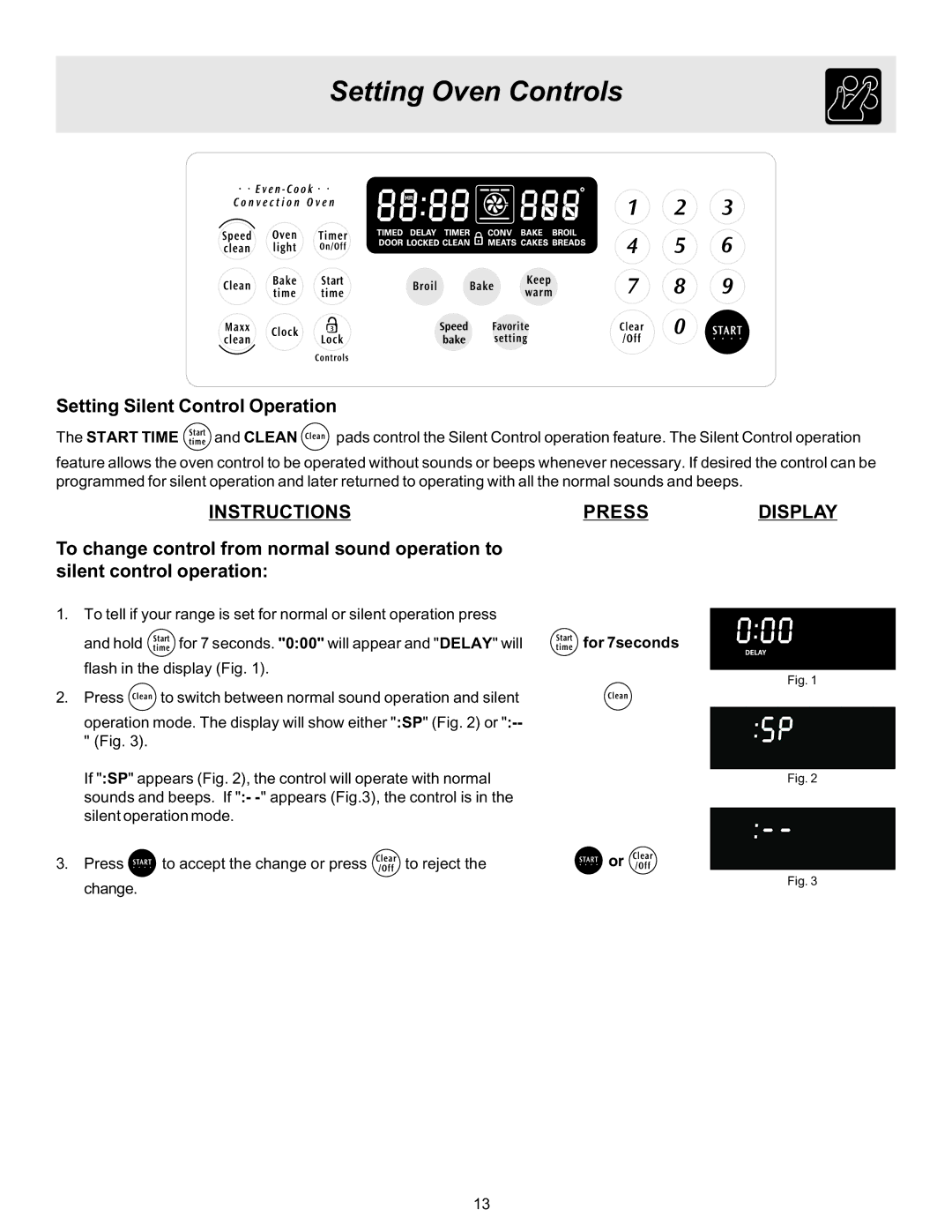 Frigidaire 316417137 REV-A important safety instructions Setting Silent Control Operation, Instructions, Pressdisplay 