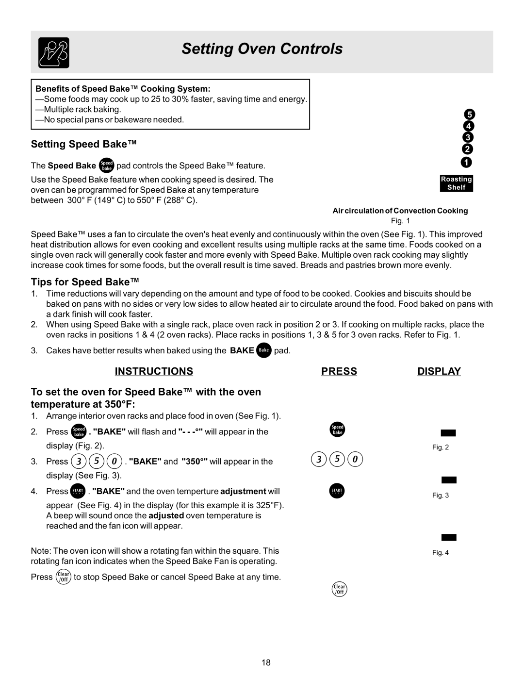 Frigidaire 316417137 REV-A Setting Speed Bake, Tips for Speed Bake, Benefits of Speed Bake Cooking System 