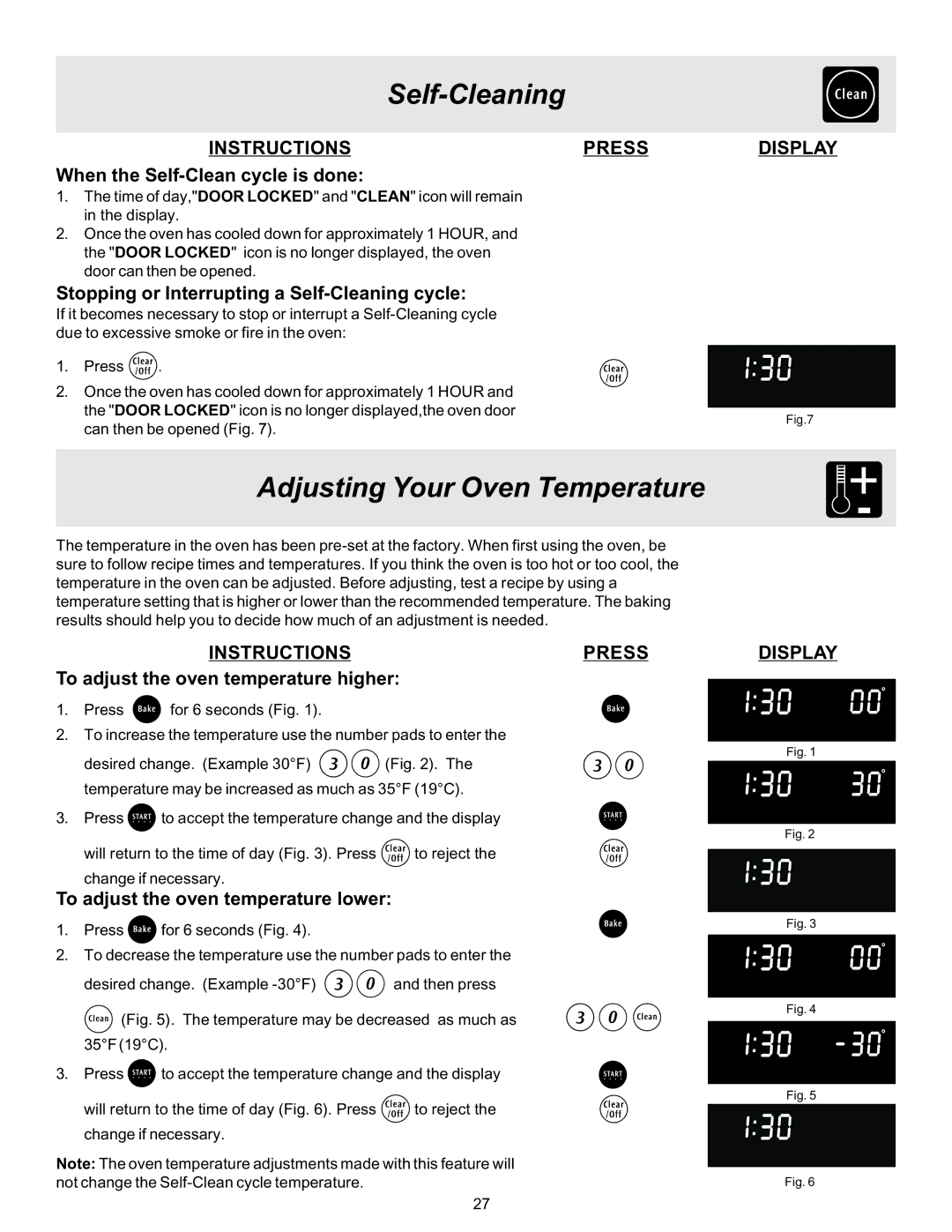 Frigidaire 316417137 REV-A important safety instructions Adjusting Your Oven Temperature, When the Self-Clean cycle is done 