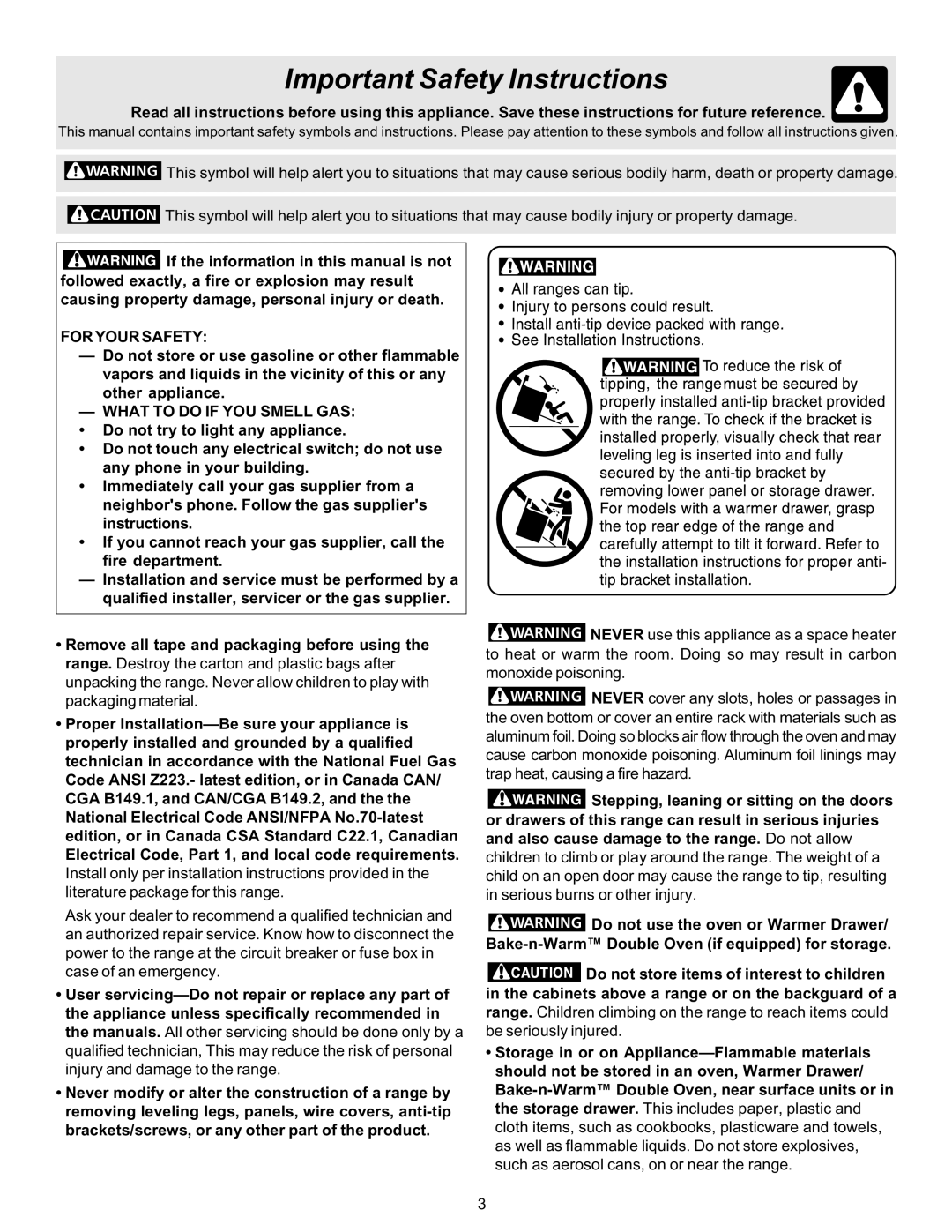 Frigidaire 316417137 REV-A important safety instructions Important Safety Instructions, For Your Safety 