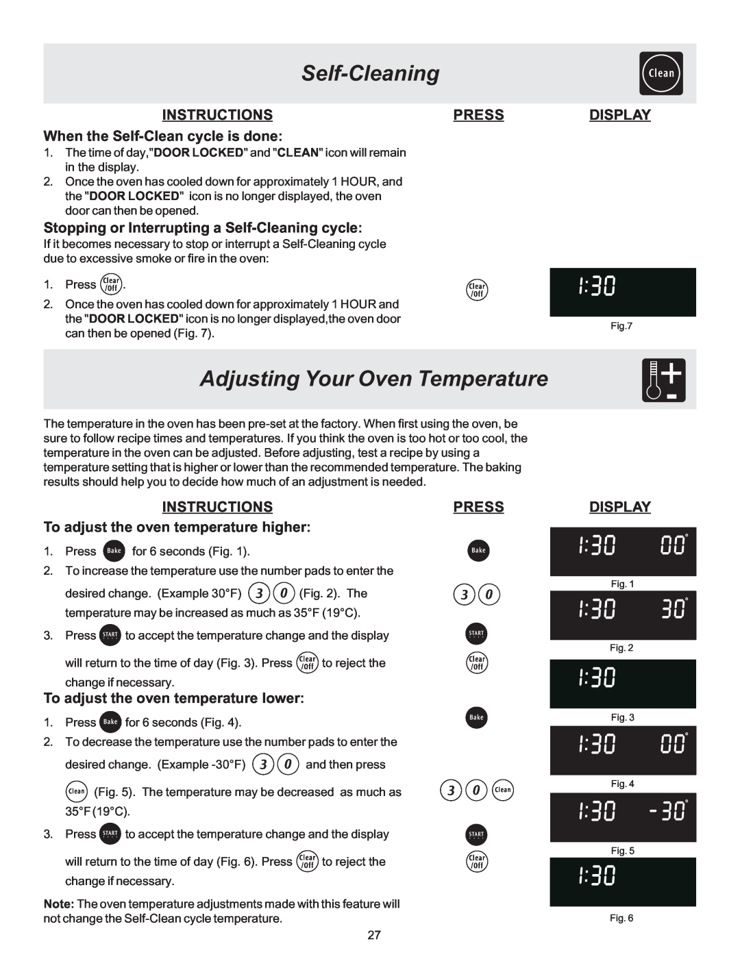 Frigidaire 316417137 REV-A Adjusting Your Oven Temperature, When the Self-Clean cycle is done, Self-Cleaning, Instructions 