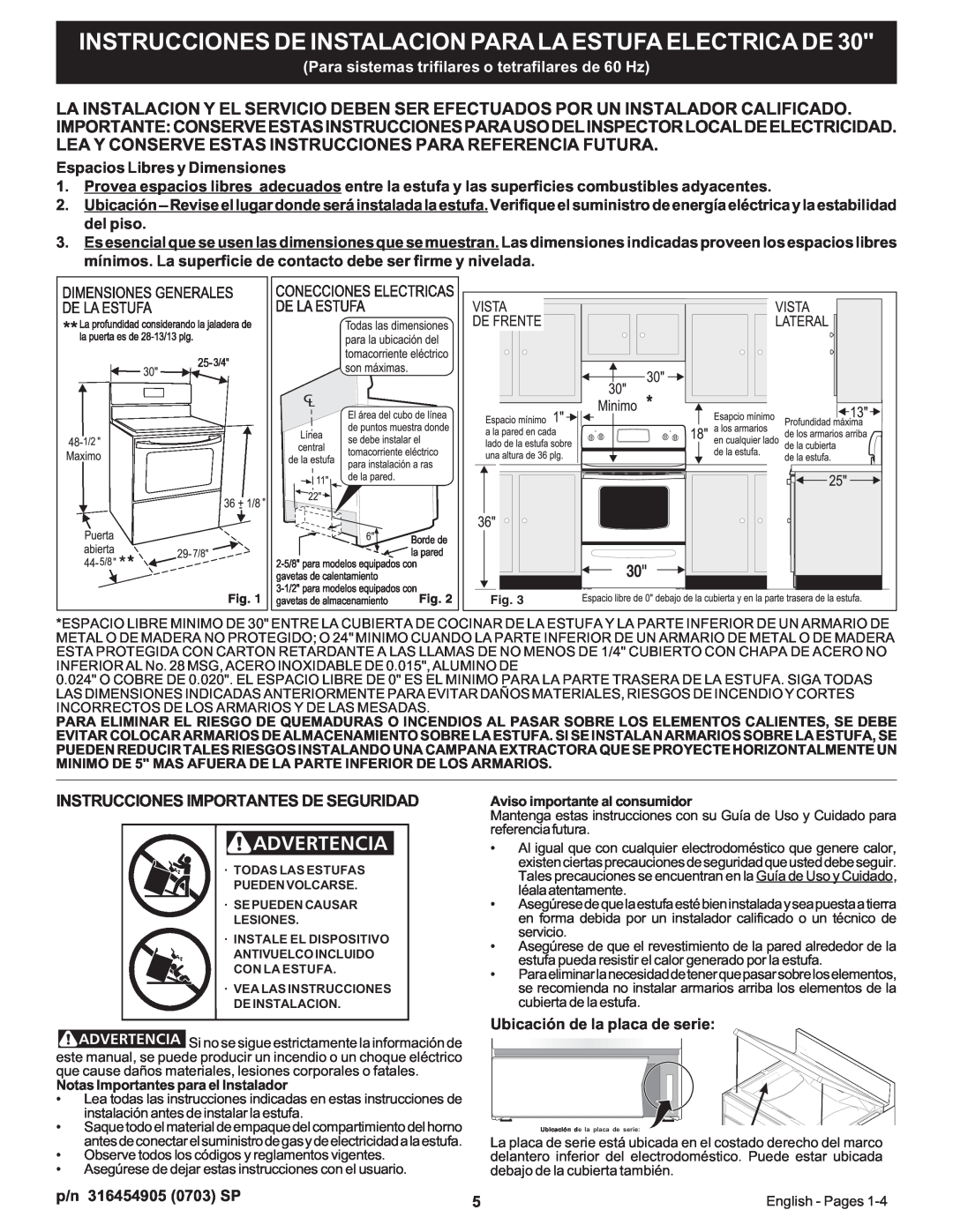 Frigidaire 316454905 Instrucciones De Instalacion Para La Estufa Electrica De, Instrucciones Importantes De Seguridad 