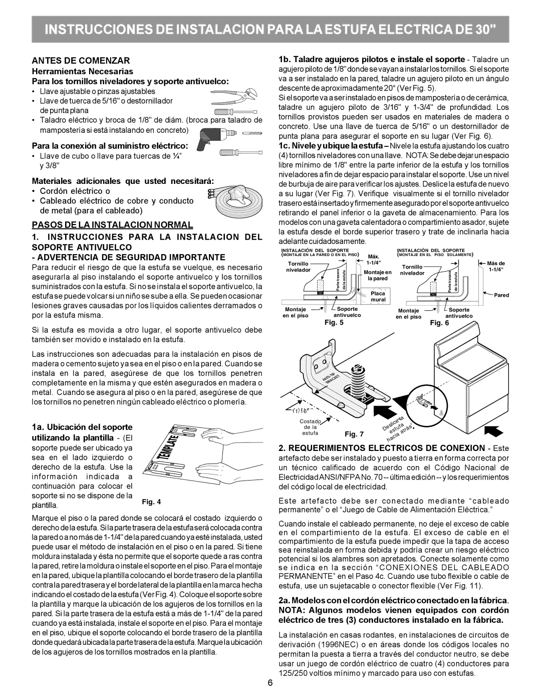 Frigidaire 316454912 manual Instrucciones DE Instalacion Para Laestufa Electrica DE, Antes DE Comenzar 