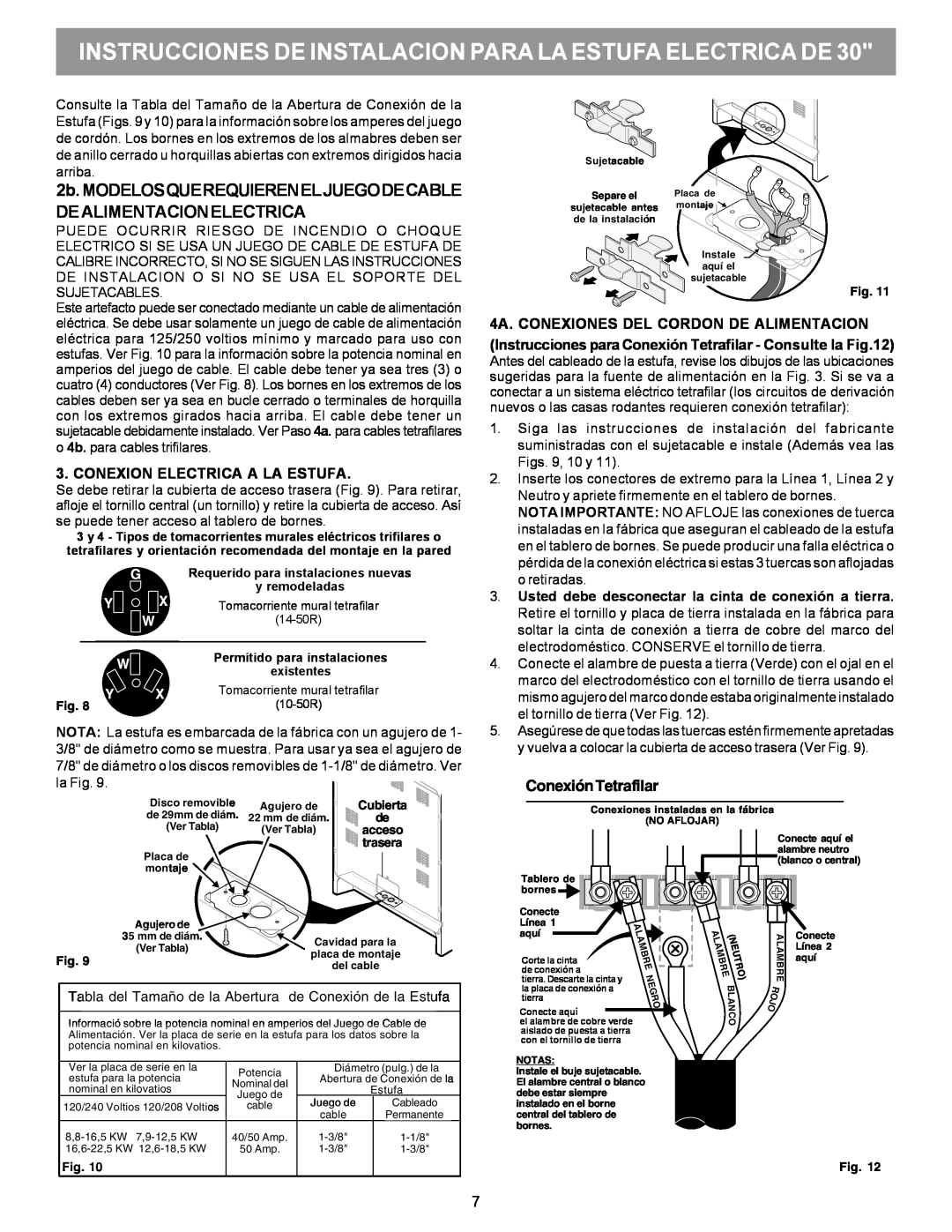 Frigidaire 316454912 manual 2b. MODELOSQUEREQUIERENELJUEGODECABLE DEALIMENTACIONELECTRICA, Conexion Electrica A La Estufa 