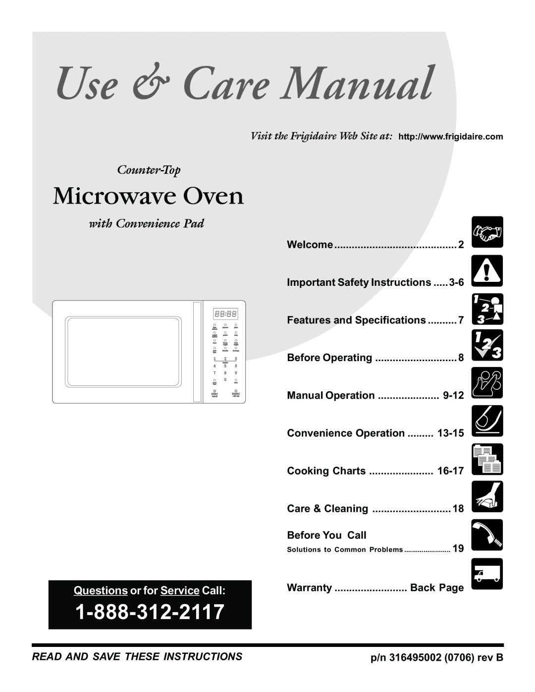 Frigidaire 316495002 manual Microwave Oven, Features and Specifications 