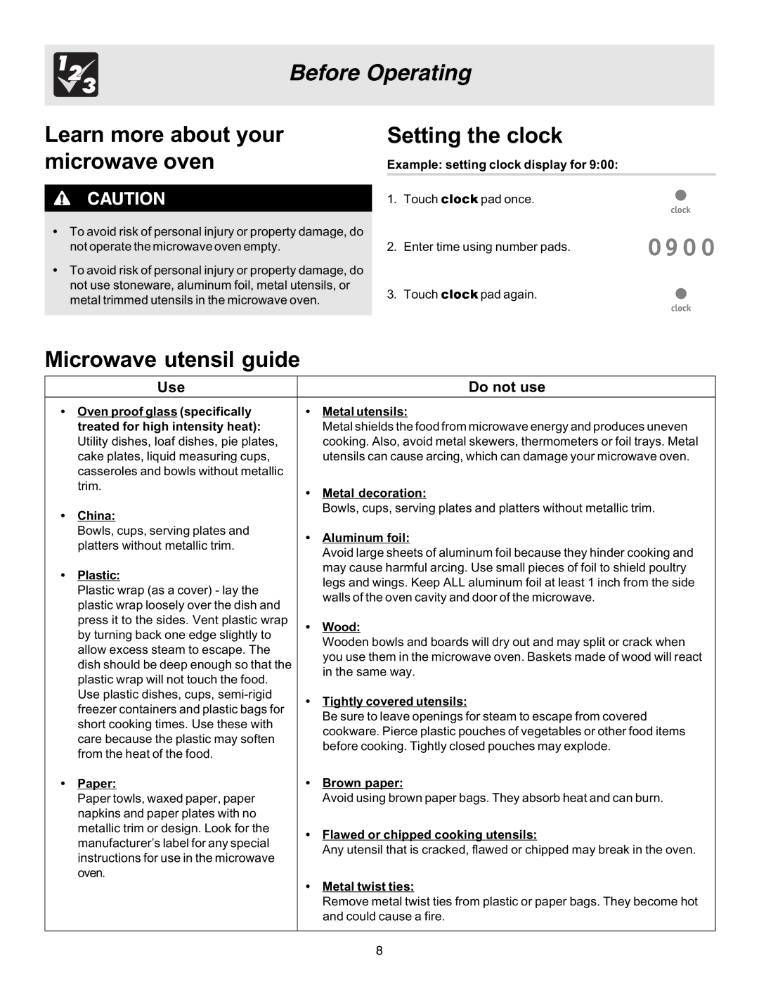 Frigidaire 316495002 manual Before Operating 