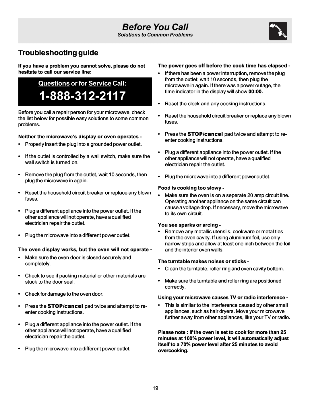 Frigidaire 316495002 Before You Call, Troubleshooting guide, Questions or for Service Call, Solutions to Common Problems 