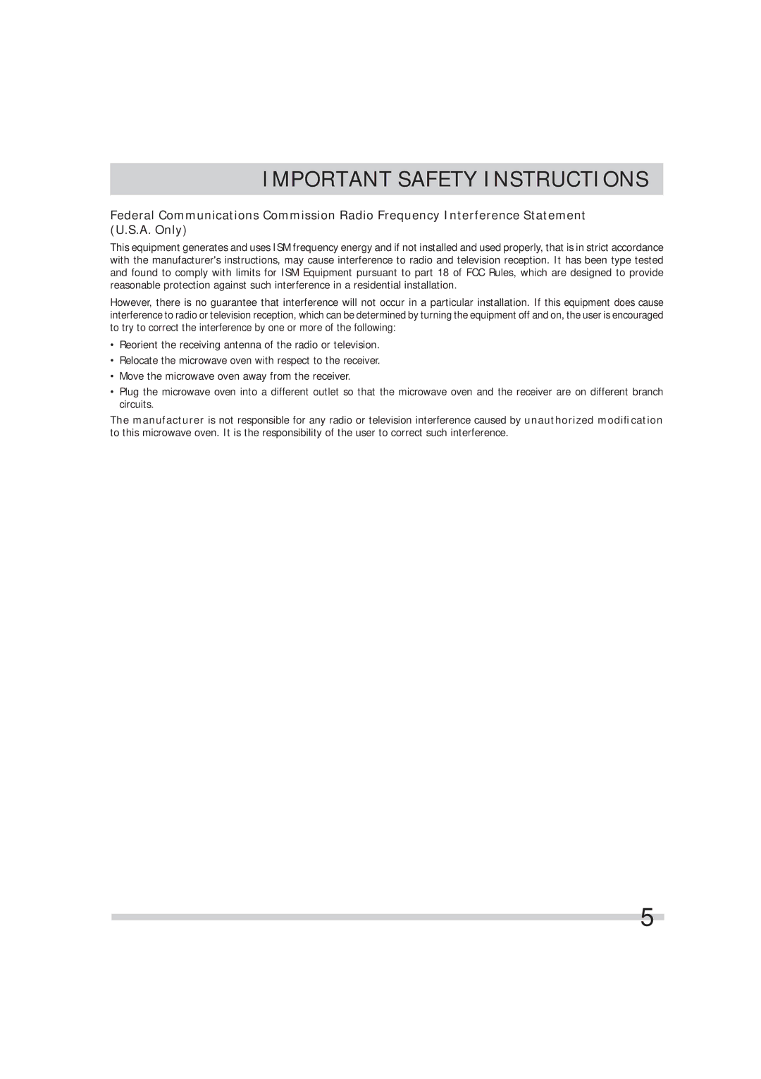 Frigidaire 316495054 manual Important Safety Instructions 