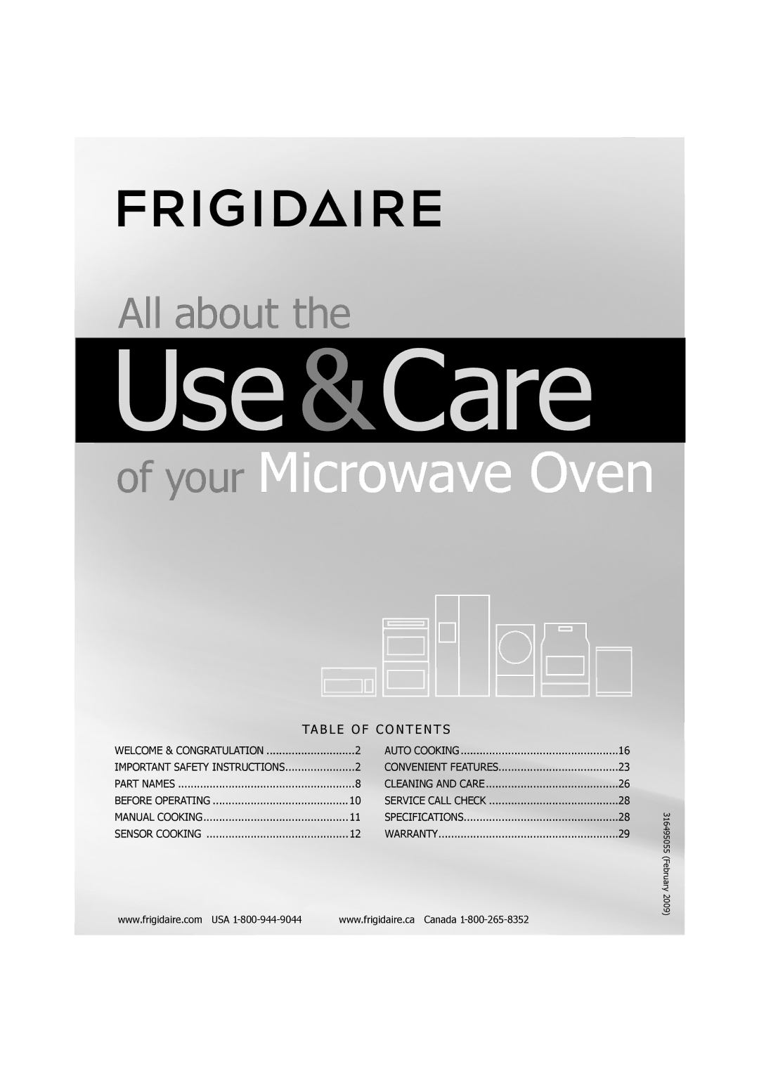 Frigidaire 316495055 important safety instructions Use &Care 