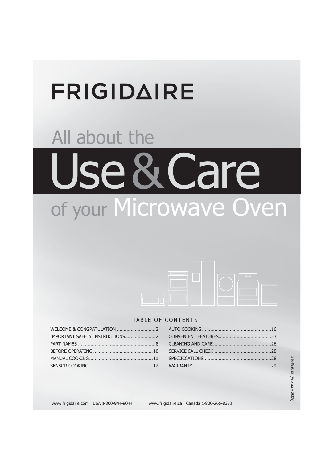 Frigidaire 316495055 important safety instructions Use &Care, of your Microwave Oven, All about the 