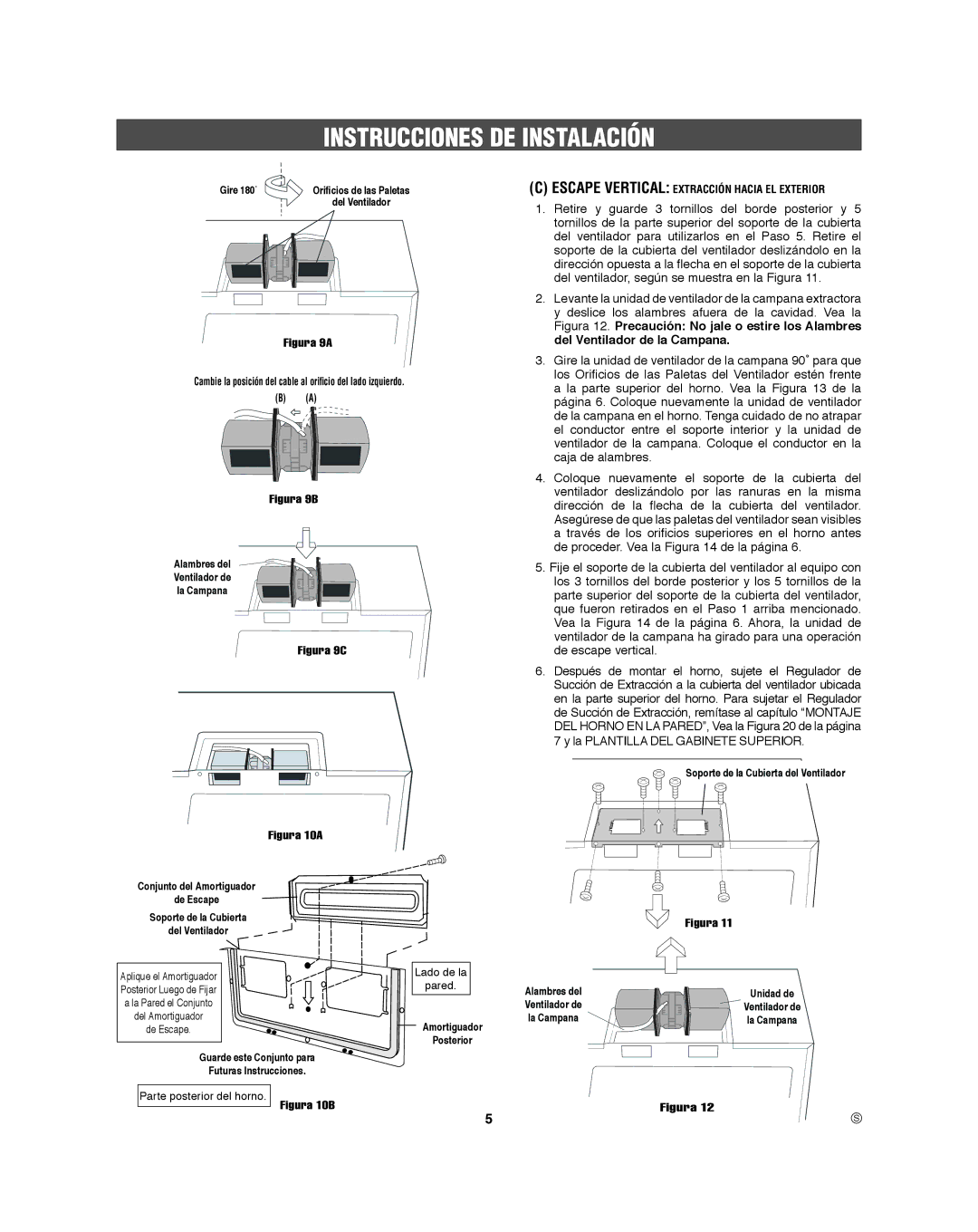 Frigidaire 316495060 manual Gire 180˚, Cambie la posición del cable al oriﬁcio del lado izquierdo, Posterior 