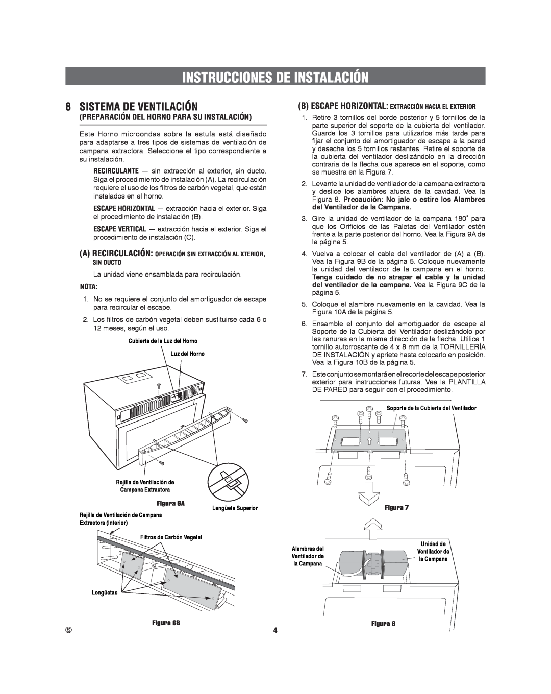 Frigidaire 316495060 Sistema De Ventilación, Preparación Del Horno Para Su Instalación, Nota, Instrucciones De Instalación 