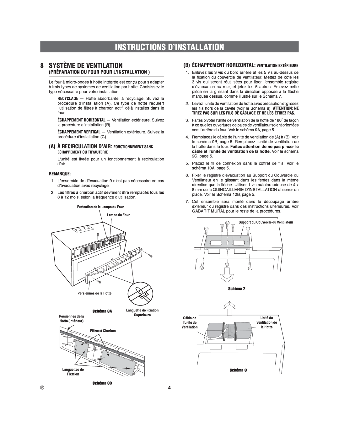 Frigidaire 316495060 Système De Ventilation, A À Recirculation D’Air Fonctionnement Sans, Instructions D’Installation 