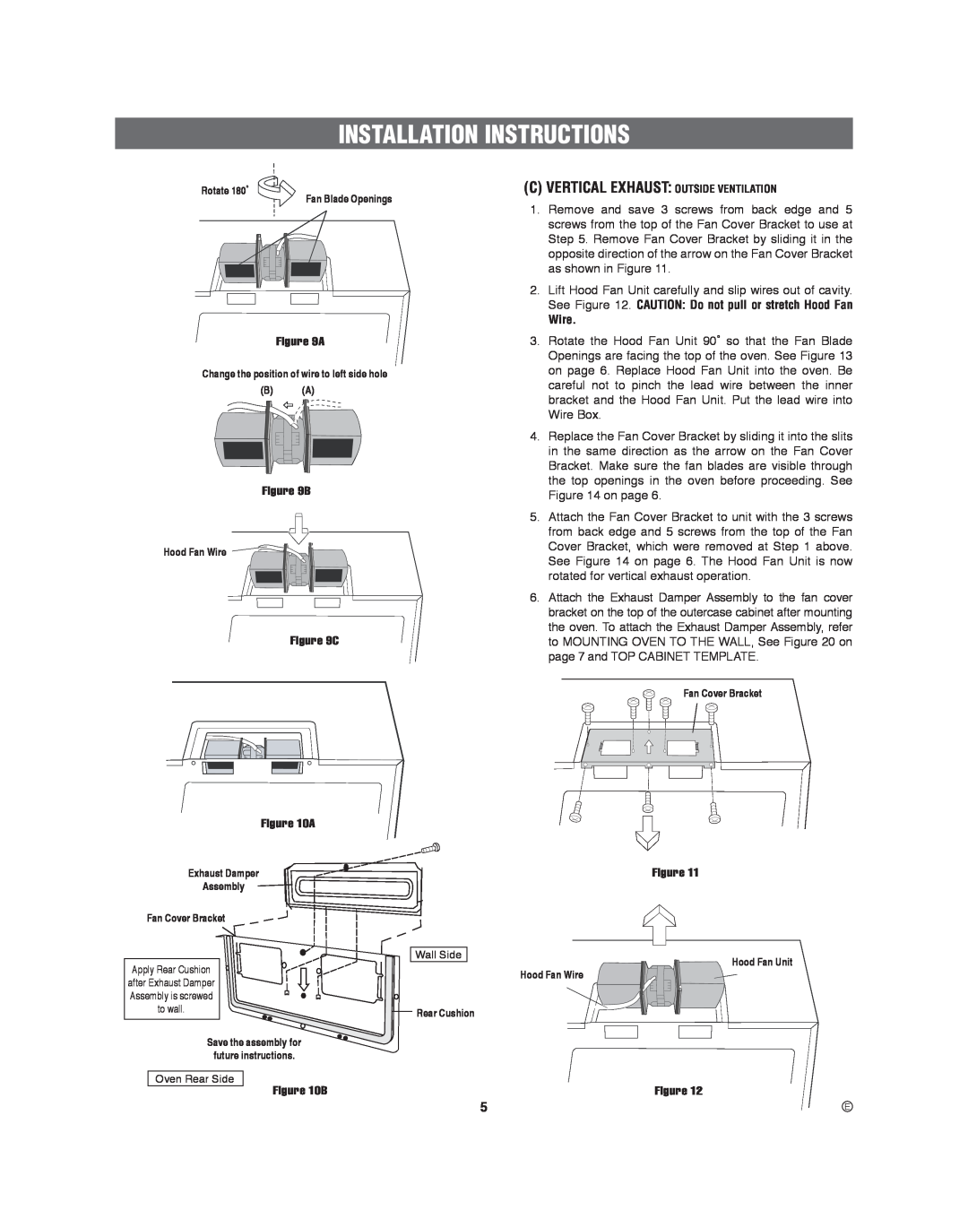 Frigidaire 316495060 manual Installation Instructions, Wire, B, C A, Wall Side, Oven Rear Side, Assembly 