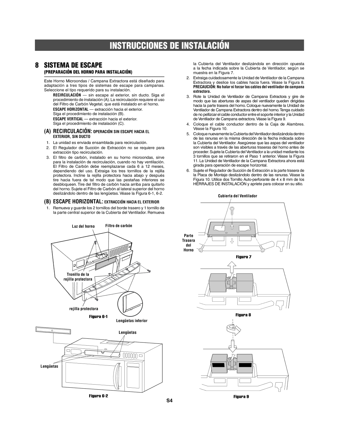 Frigidaire 316495062 installation instructions Sistema DE Escape, Preparación DEL Horno Para Instalación 