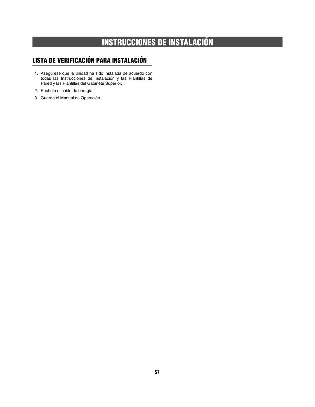 Frigidaire 316495062 installation instructions Lista DE Verificación Para Instalación 