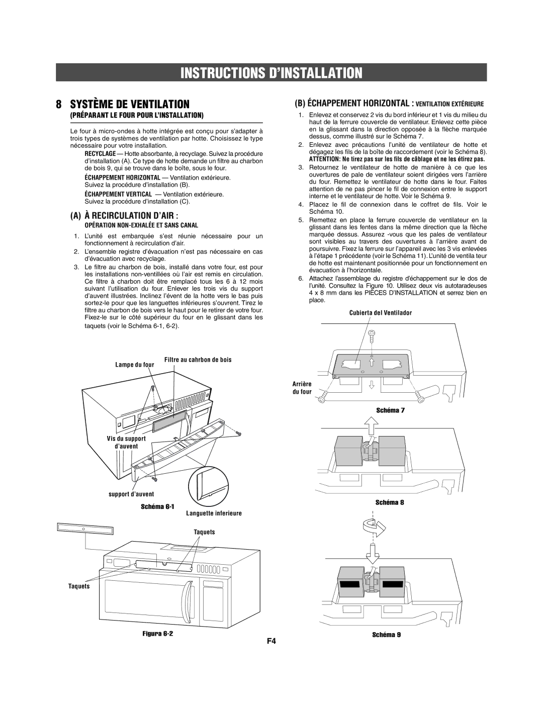 Frigidaire 316495062 installation instructions Système DE Ventilation, Recirculation D’AIR 