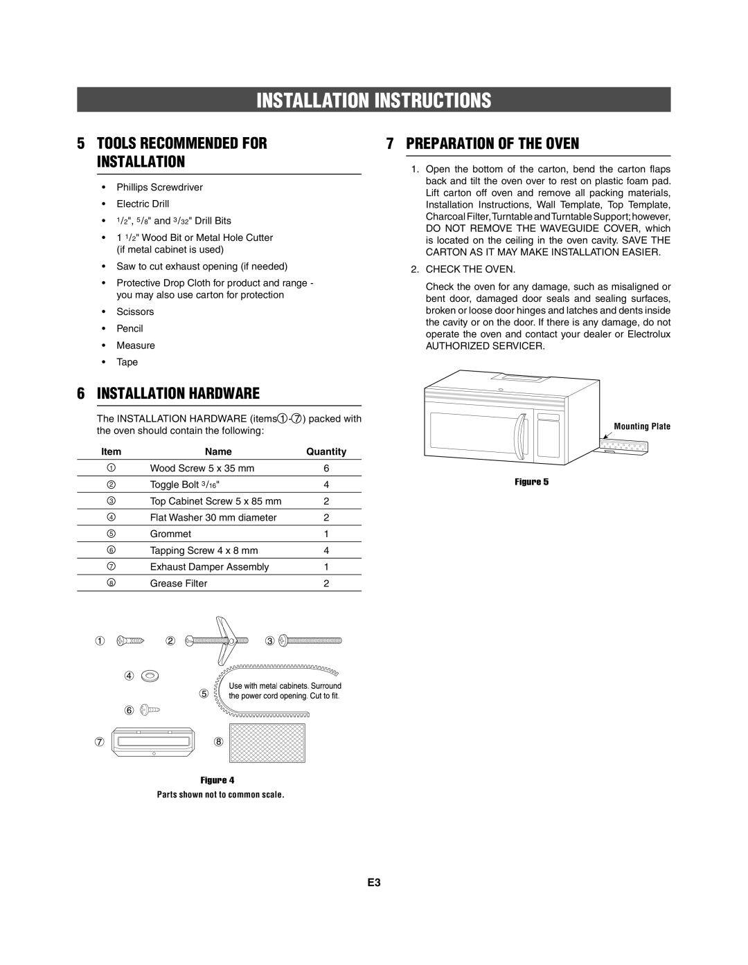 Frigidaire 316495062 Preparation of the Oven, Installation Hardware, Check the Oven, Authorized Servicer 