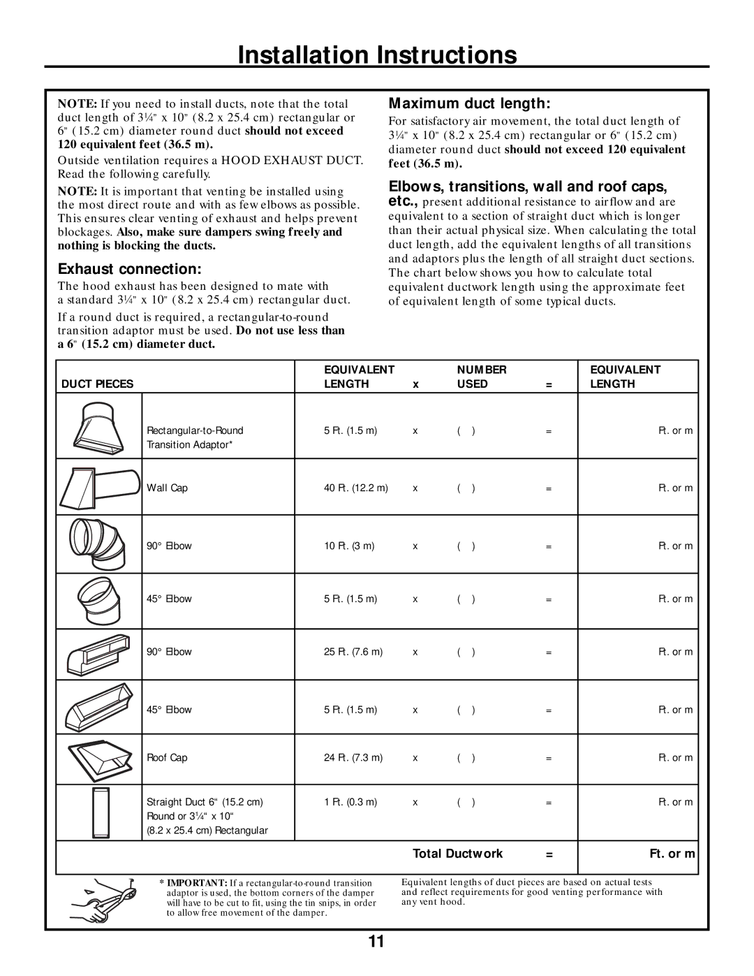 Frigidaire 316495063 warranty Exhaust connection 