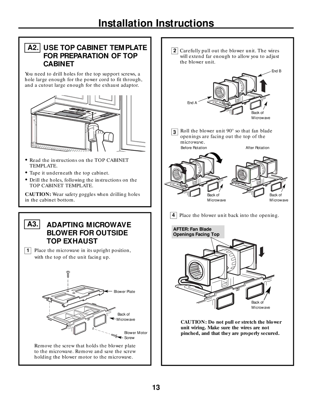 Frigidaire 316495063 warranty A3. Adapting Microwave Blower for Outside TOP Exhaust 