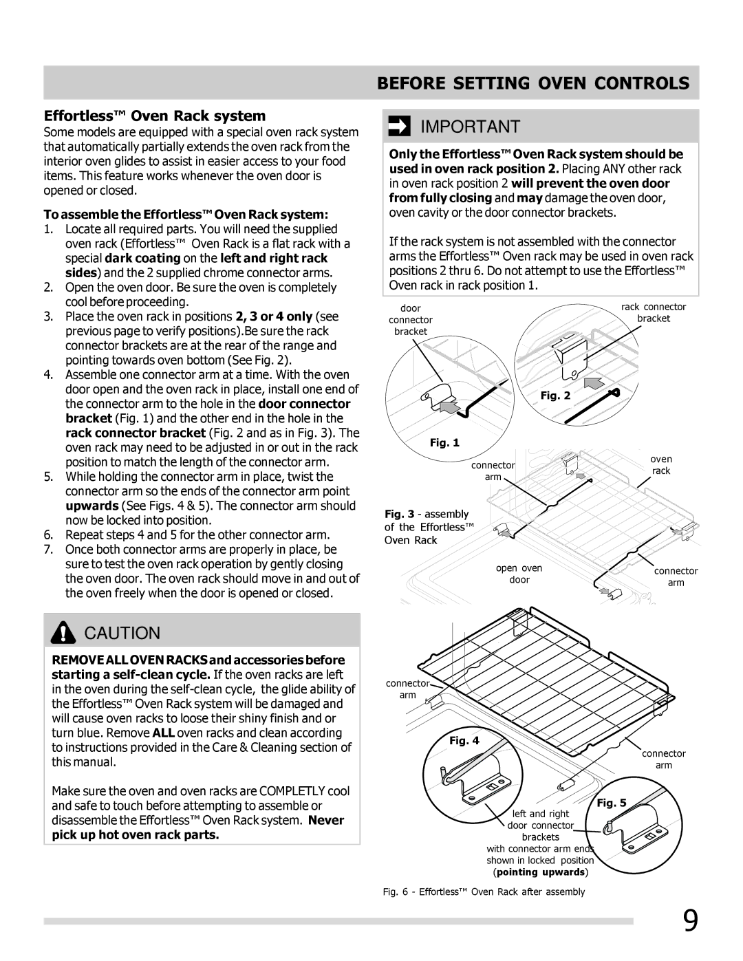 Frigidaire 316901202 To assemble the Effortless Oven Rack system, Special dark coating on the left and right rack 